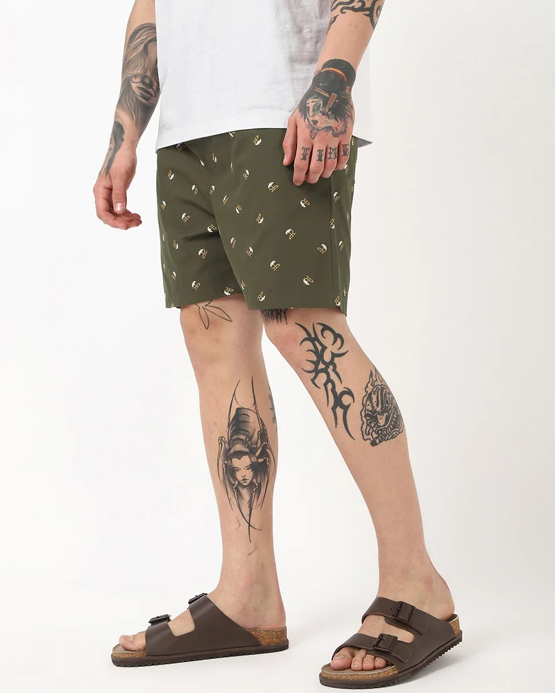 بيواكوف Men's Green All Over Printed Boxers